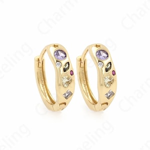 Round Pendants,Micropave CZ Gold Earrings,18K Gold Filled Round Earrings,Dainty Earring Charm,DIY Jewelry Accessories 15.5x14.7x4.4mm