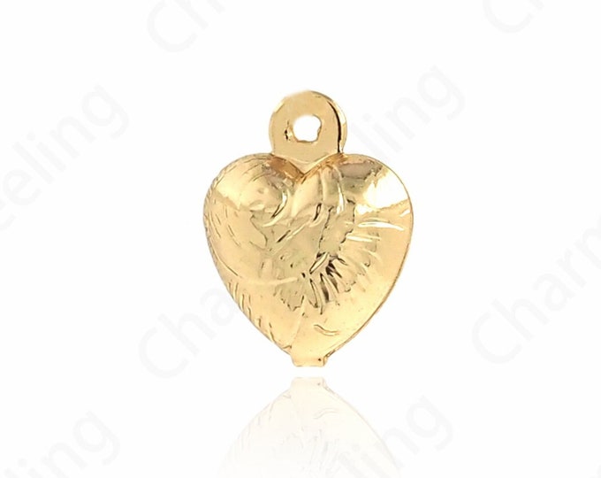 100pcs Puffed Heart Pendant, 18K Gold Filled Love Necklace,Heart Pendant,Love Charm, Simple Pendant, DIY Jewelry Supplies,7x9x4.2mm