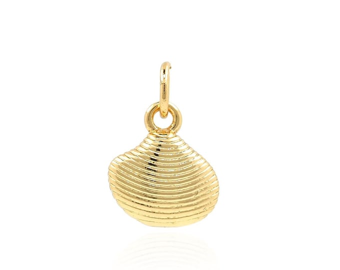 Shell Pendant, Beach Charm, 18K Gold Filled Beach Necklace, Shell Necklace, Shell Charm, DIY Jewelry Supplies, 12x8x3mm