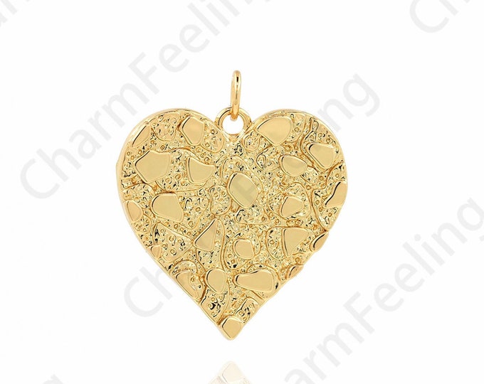 Heart Pendant,Love Charm, Heart Pendant, 18K Gold Filled Love Necklace,Simple Pendant, Puffed Heart Pendant,DIY Jewelry Supplies,27x23x2.2mm