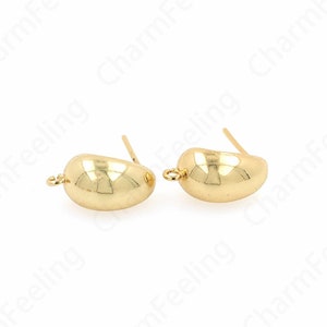 1 Pair Oval Earrings C-Shaped Earrings 18K Gold Filled Thick Earrings Crescent Earrings Dainty Earrings,Gift for Her, 15.7x8x8mm