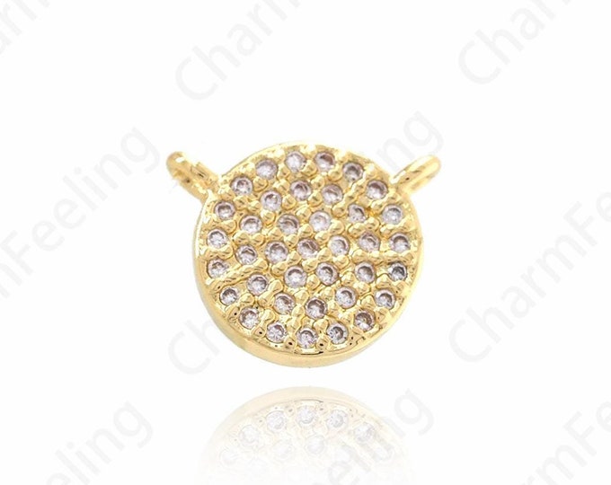 Round Necklace,Micropavé CZ Jewelry Pendant, 18K Gold Filled Round Pendant, Circle Pendant,DIY Jewelry Making ,11x9.3x2.3mm