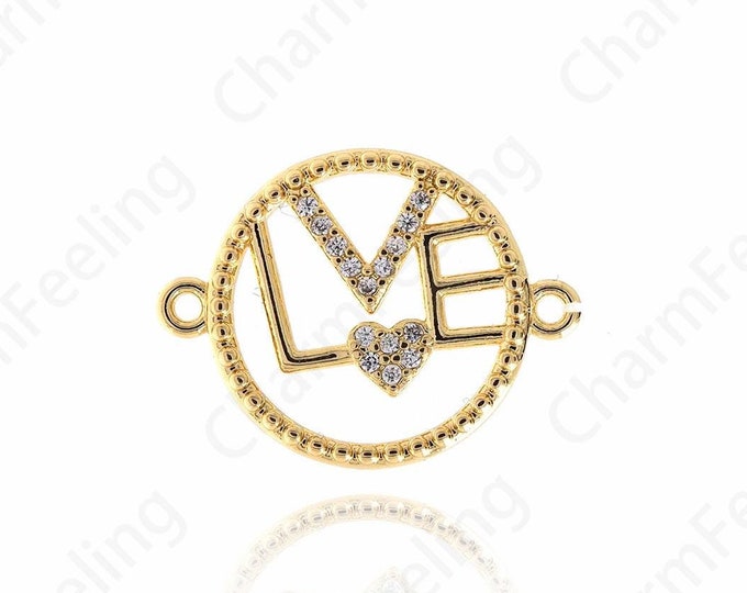 Coin Love Pendant,Hollow Love Charms,Round Love Connector For Nacklaces Bracelets Making 23x17.5x2.2mm