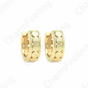 1 Pair,Polka Dot Earrings,Round Earrings, 18K Gold Filled Thick Earrings, Round Earrings,Round Hollow Earrings,A Gift For Her, 12x13.5x4.3mm