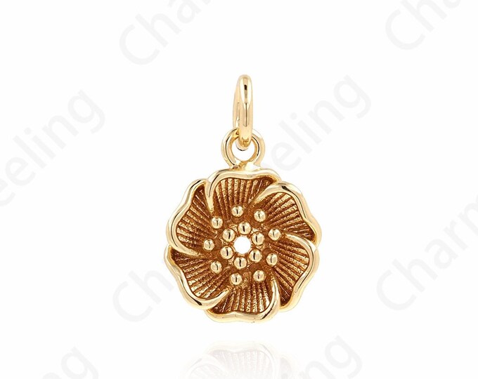 1pcs Dainty Flower Pendant, Daisy Pendant, Micro-Pave Daisy Necklace, Flower Pendant, Chrysanthemum Pendant 16.5x10.5x3.5mm