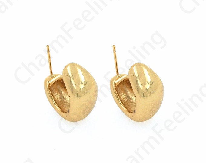 C-Shaped Ring Earrings,Simple Earrings, 18K Gold Filled Semicircle Earrings DIY Jewelry Making Accessories 18.5X19.5X9.5mm