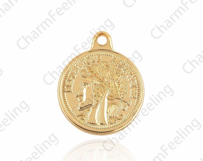 Antique Greek Pendant，Greek pendant,Greek Coins, Medallion, Medallion Necklace 14.4x12x1.1mm 1pcs