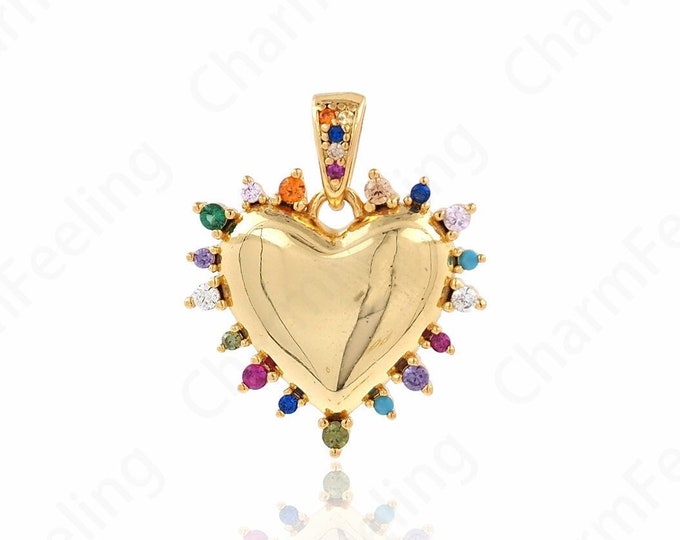 Micropavé CZ Love Necklace,18K Gold Filled Heart Charm, Love Charm, Heart Pendant, DIY Jewelry Accessories, 23.2x19.8x3.5mm