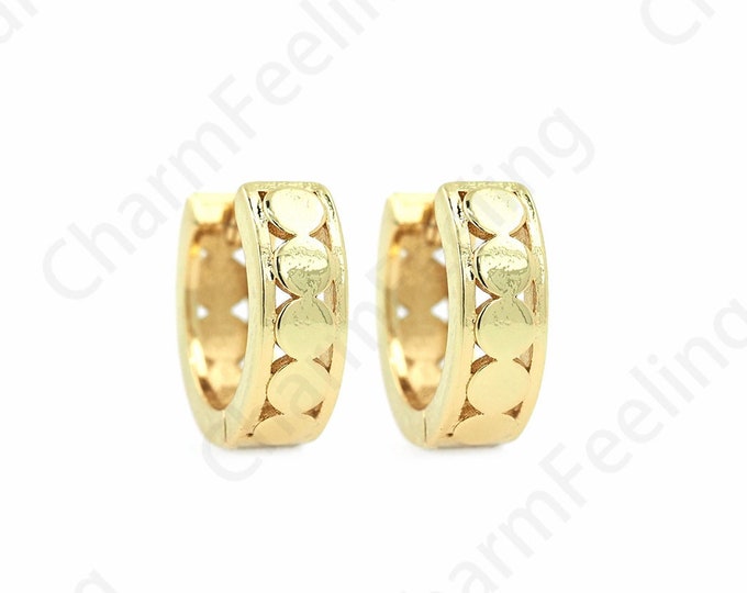 1 Pair,Polka Dot Earrings,Round Earrings, 18K Gold Filled Thick Earrings, Round Earrings,Round Hollow Earrings,A Gift For Her, 12x13.5x4.3mm