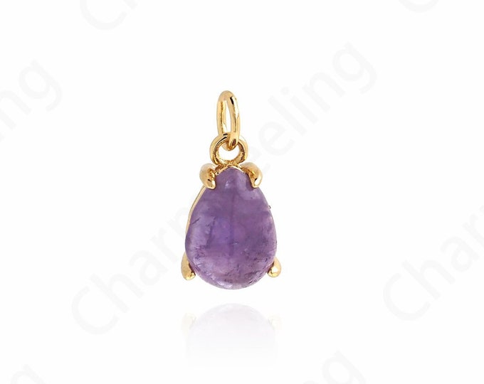 Purple Crystals Necklace,Teardrop Pendant,Micropavé CZ Waterdrop Necklace,18K Gold Filled Teardrop Charm,DIY Jewelry Supplies,11.5x6.5x5.5mm