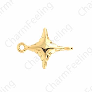 18K Gold Filled Polaris Charm, Star Connector, Micropavé CZ Star Charm, Bracelet Connector, DIY Jewelry Supplies