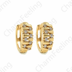 1 Pair,Spiked Earrings, Animal Clip Earrings, Micropaved CZ Gold Earrings, 18K Gold Filled Round Earrings, A Gift For Her,14.5x13.5x4.5mm
