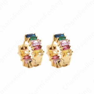 Hollow Earrings,Micropavé CZ Gold Earrings,18K Gold Filled Round Earrings,Round Pendants,DIY Jewelry Accessories 16.5x14.6x6.4mm
