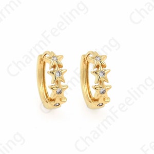 1 pair,Star Charm,Starburst Earrings,18K Gold Filled Star Hollow Earrings, Star Line Earrings,DIY Jewelry Accessories 15x16x5mm