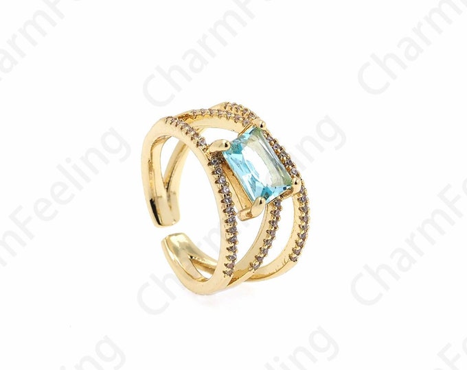 Gold Open Rings, Ring Charm, Micropavé CZ Everyday Rings, Round Rings, 18K Gold Filled Adjustable Rings, DIY Jewelry Supplies