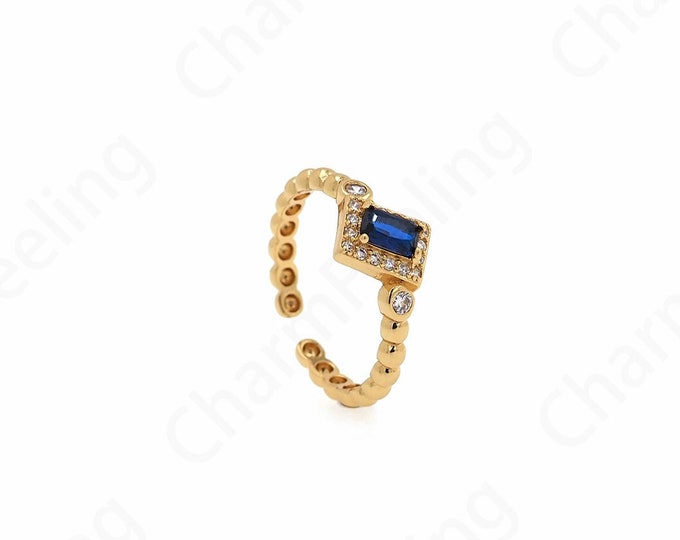 Line Rings,Micropavé CZ Everyday Rings, Square Rings, 18K Gold Filled Adjustable Rings, Round Rings, Gold Open Rings,