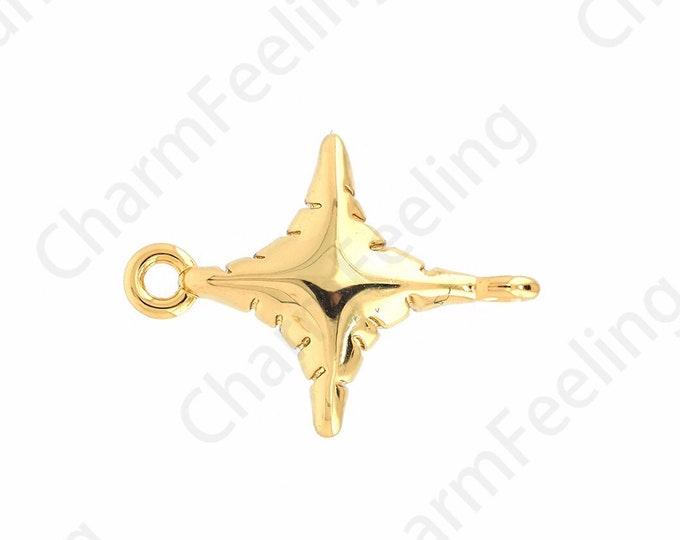 18K Gold Filled Polaris Charm, Star Connector, Micropavé CZ Star Charm, Bracelet Connector, DIY Jewelry Supplies