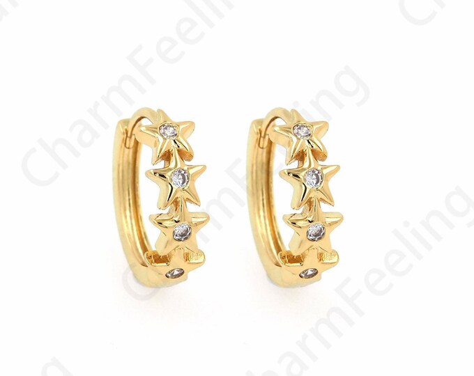 1 pair,Star Charm,Starburst Earrings,18K Gold Filled Star Hollow Earrings, Star Line Earrings,DIY Jewelry Accessories 15x16x5mm
