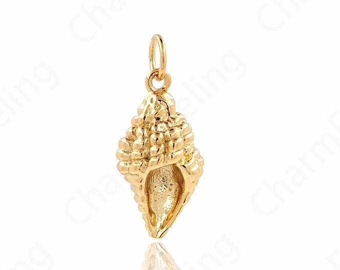 18K Gold Filled Conch Necklace, Conch Pendant, Ocean Charm, Gold Conch Charm, Suitable For Beach Gifts 21x9.3x9.3mm