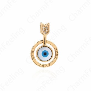 Arrow Eye Charm,18K Gold Filled Arrow Pendant,Micropavé CZ Arrow Necklace,Enamel Charm,DIY Jewelry Accessories 25.5x15.5x5mm