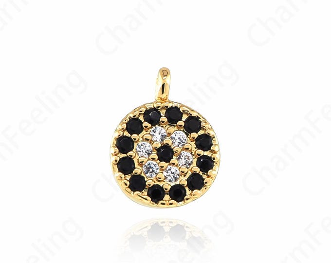 Dainty Eye Coin Pendant, Gold Eye Ornament,18K Gold Filled Round Eye Necklace, Eye Charm, DIY Jewelry Making Accessories 8.5x6.3x2mm