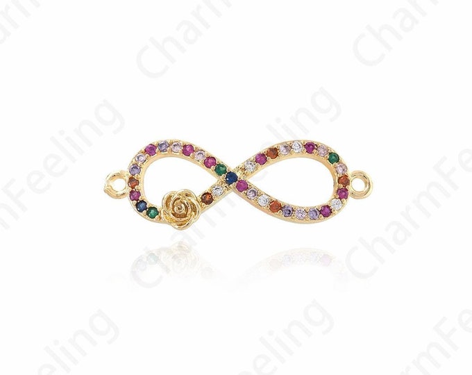Unlimited Connectors,18K Gold Filled Infinite Bracelet,Micropavé CZ Necklace Pendant ,Infinite charm  30x10.8x3.6mm