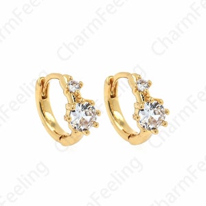 18K Gold Filled Round Earrings,Micropave CZ Plant Earrings,Hollow Earrings,Flower Earrings,DIY Jewelry Accessories 13.7x11x5.7mm