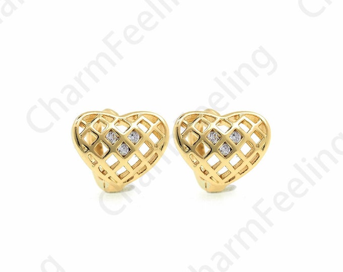 Earring Charm, Heart Earrings, Pierced Earrings, 18K Gold Filled Love Earrings, Gifts for Her,Heart Charm, DIY Jewelry Supplies,12x11x12mm