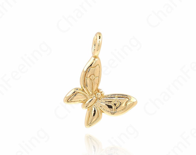 Insect Charm, Dainty Flying Necklace, 18K Gold Filled Butterfly Pendant, Butterfly Charm, DIY Jewelry Accessories,20.5x15.5x2.3mm