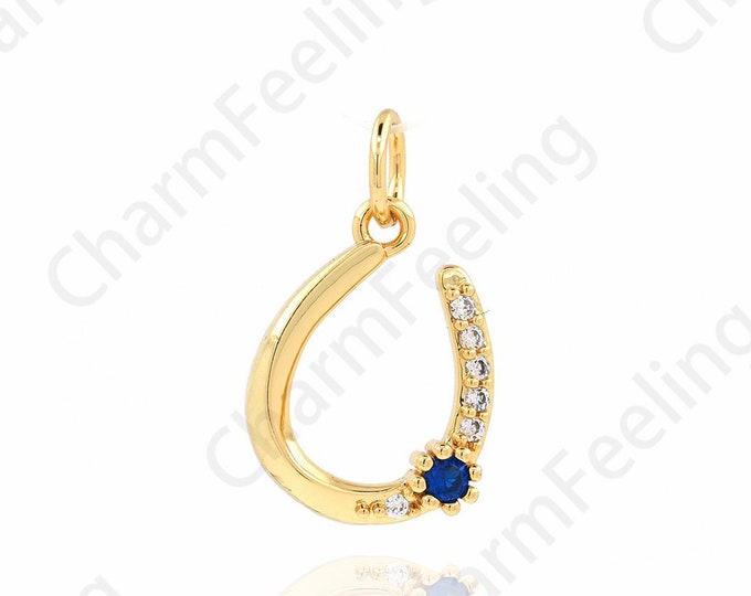 Fishing Charm, Fish Hook Pendant, 18K Gold Filled Fish Hook Charm, Micropavé CZ Fishing Necklace, DIY Jewelry Supplies,17.5x10x3mm