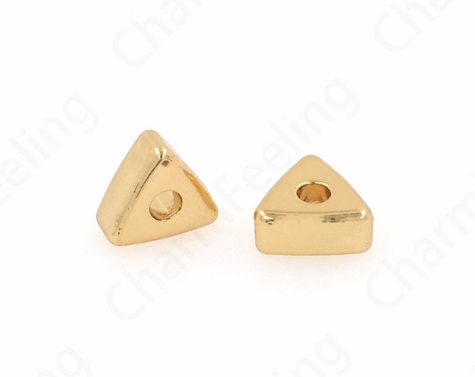 100pcs Triangle Spacer Beads, 18K Gold Filled Bracelet Necklace Beads, Simple Beads, DIY Jewelry Supplies, 5x2.5mm
