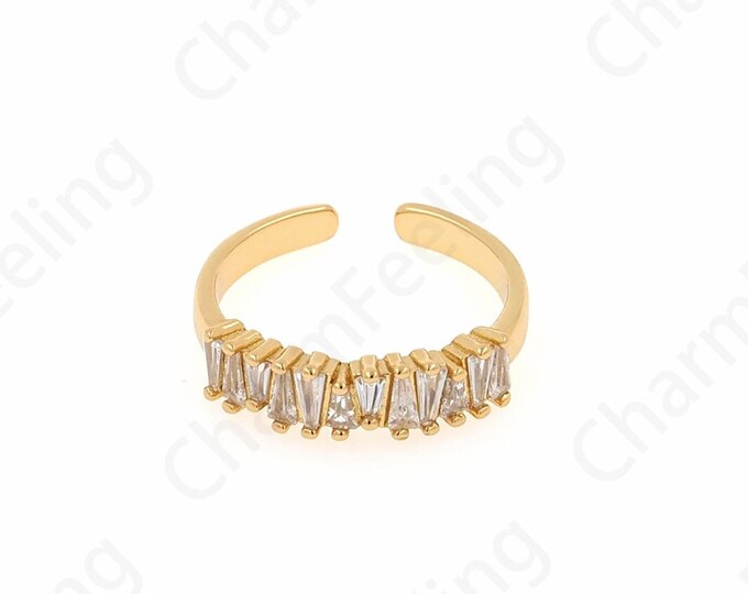 Micro-Pavé CZ Daily Ring, 18K Gold Filled Minimalist Thin Ring, Adjustable Ring, Daily Ring, Gold Open Ring, Simple Charm
