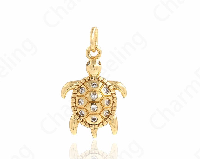 1pcs Ocean Charm, Little Tortoise Pendant, Little Brass Tortoise, Golden Tortoise Necklace, DIY Jewelry And Jewelry Making 21x13x2.8mm