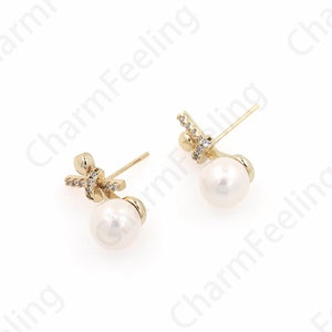 18K goud gevulde parel oorbellen, ring parel oorbellen, hoepel oorbellen, cutout oorbellen, DIY sieraden benodigdheden, 18x7mm