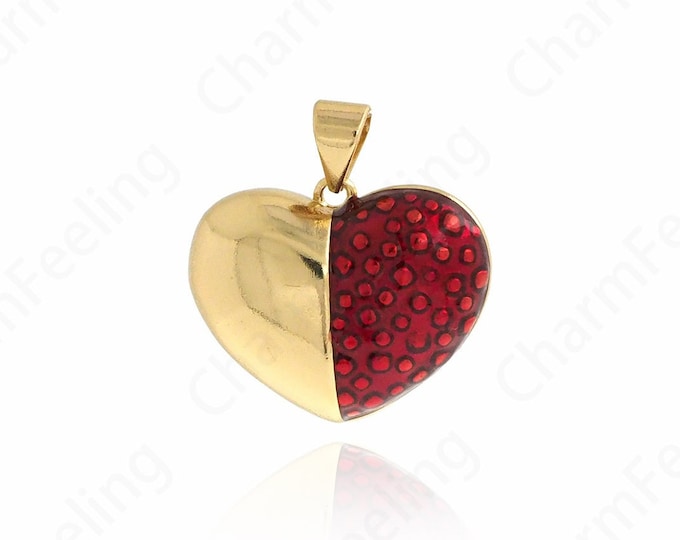 Enamel Heart Pendant, Heart Charm, Red Heart Charm, Heart Necklace, Enamel Charm, DIY Jewelry Making Accessories 21x20.5x8mm