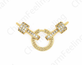 MicroPave CZ Round Clasp,18K Gold Filled Snap Clasp, Necklace Clasp,Spring Clasp, DIY Jewelry Making Accessories 34.5x12x4.5mm