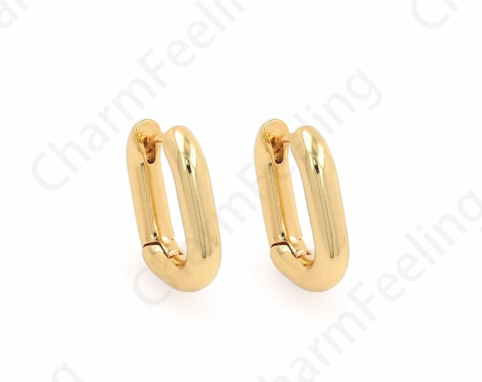 Hollow Rectangle Earrings,18K Gold Filled Brass Gold-Plated Earrings,Square Earrings,Minimalist Earrings,A Gift For Her 12x15.5x3mm