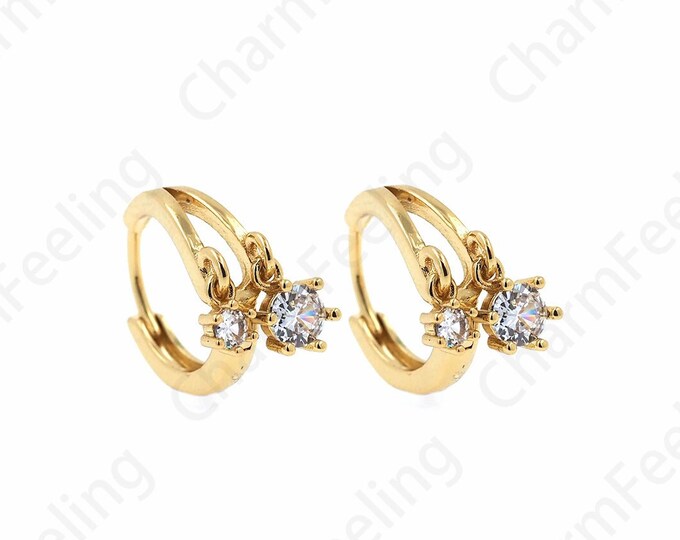 Micropave CZ Gold Earrings,18K Gold Filled Round Earrings,Hollow Earrings,Flower Earrings,DIY Jewelry Accessories 13.5x20.5x5.5mm