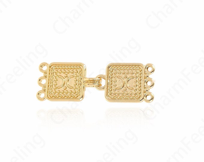 Dainty Connector, Solitaire Connector,Rectangular Connector, 18K Gold Filled Square Connector, DIY Jewelry Supplies, 35x11.8x1.5mm