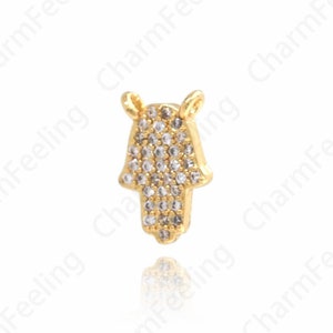 18K Gold Filled Hand Pendant,Micropavé CZ Hand Gesture Charm For Pendants Nacklaces Bracelets 12.2x7.8x2.8mm
