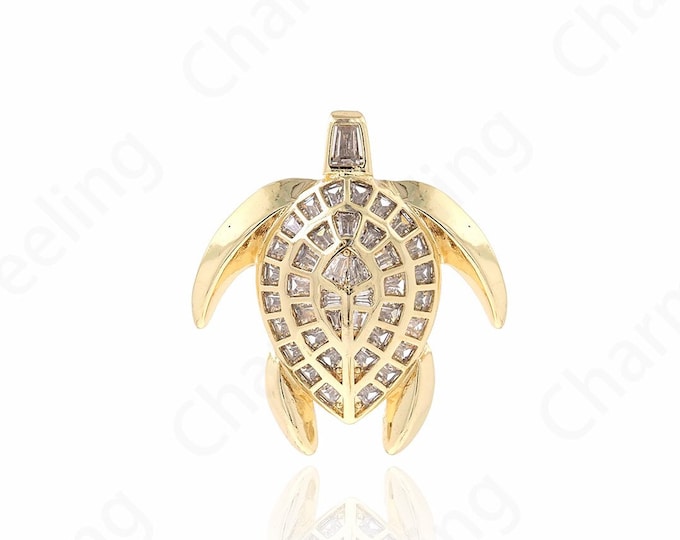 1pcs Sea Turtle Pendant,Ocean Charm, Little Tortoise Pendant, Golden Tortoise Necklace, DIY Jewelry And Jewelry Making 30.8x28x6.2mm