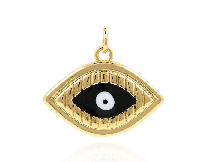 18K Gold Filled Enamel Eye Pendant, Eye Charm, Enamel Charm, Eye Necklace, DIY Jewelry Accessories, 21x23x3mm