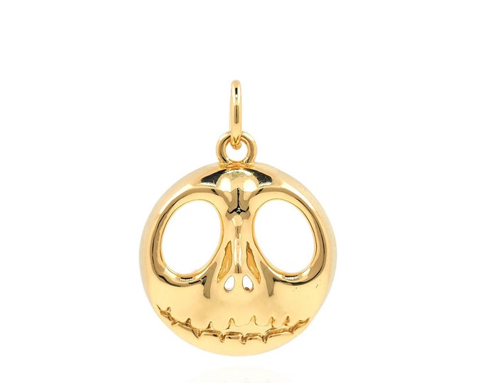 Skull Pendant, Skull Necklace, Horror Charm, 18K Gold Filled Skull Charm, DIY Jewelry Supplies, 20x14x4.5mm