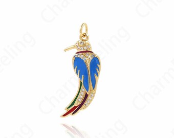 Bird Pendant, Micropavé CZ Flying Charm, Bird Necklace, 18K Gold Filled Animal Pendant, Animal Charm, DIY Jewelry Supplies, 32.3x13.2x2.3mm