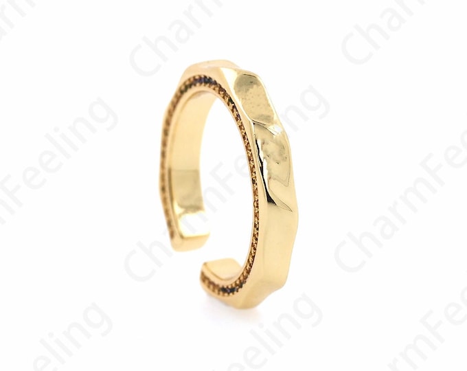 MicroPavé CZ Daily Ring, 18K Gold Filled Minimalist Thin Ring, Adjustable Ring, Daily Ring, Gold Open Ring, Simple Charm