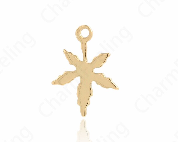 100pcs Leaf Charm, Plant Pendant,Leaf Necklace, 18K Gold Filled Maple Leaf Pendant, Maple Leaf Charm, DIY Jewelry Accessories,10x13.5x0.7mm