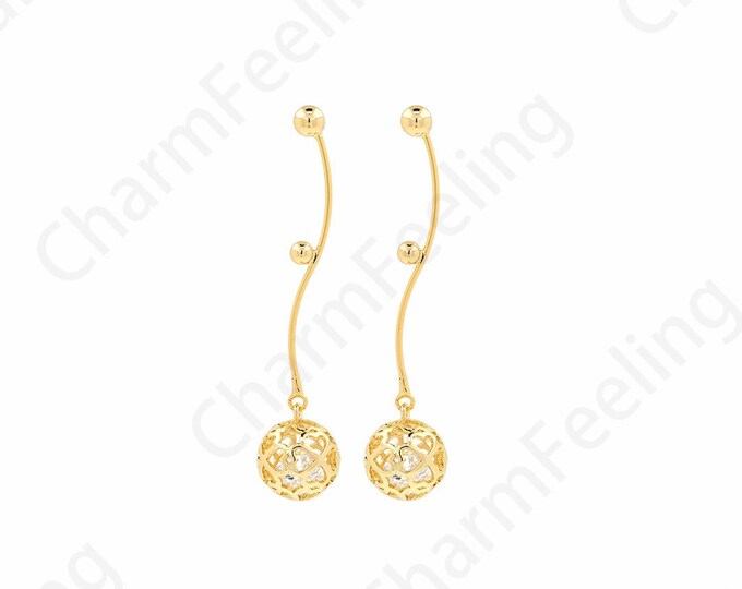 Line Earrings,Ball Earrings,Tassel Earrings,Boho Earrings, 18K Gold Filled Drop Earrings, Micropavé CZ Dainty Earrings,DIY Jewelry Supplies