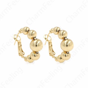 Dainty Earrings, Half Round Earrings, Ball Earrings, 18K Gold Filled Ball Earrings, DIY Jewelry Supplies, 21.5x8mm