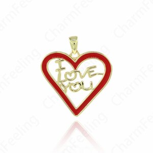 Colgante de corazón esmaltado, dijes de letras de amor, dije de corazón esmaltado, accesorios para hacer joyas DIY (22,5 x 22,5 x 2 mm)