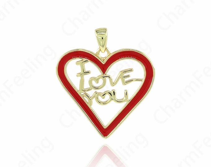 Enamel Heart-Shaped Pendant,Letter Love Charms, Enamel Heart Charm,DIY Jewelry Making Accessories 22.5x22.5x2mm